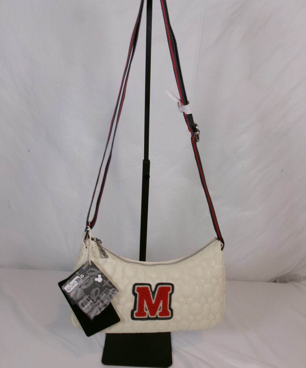 Loungefly Disney Mickey Mouse Quilted Crossbody Bag White Red Black NWT